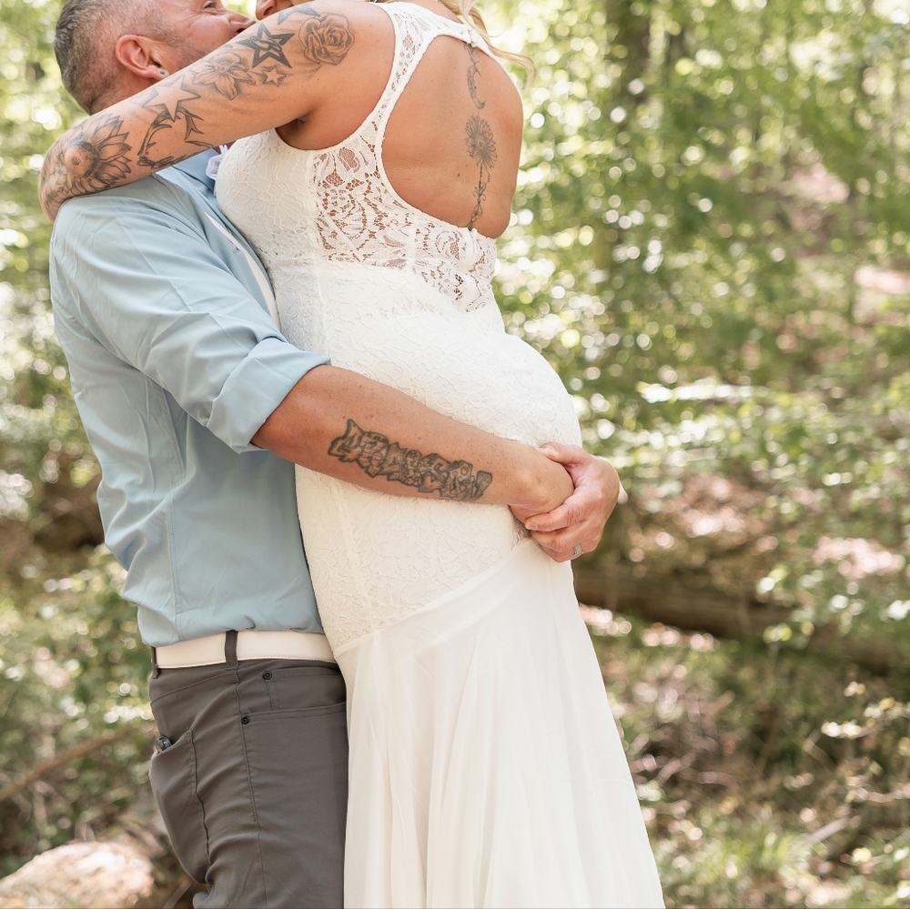 Lace Wedding Dress Size M Medium 5 6 7 8 Stretch Long Lined Bride Bridal White - Picture 8 of 15